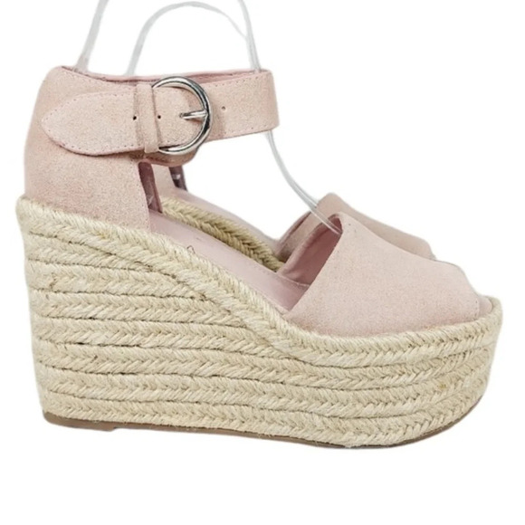 Marc Fisher alita platform wedge espadrille sandal sz 9.5 new in box light pink - Picture 7 of 8